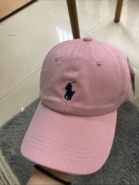Authentic Polo Ralph Lauren Pink Baseball Cap with Navy Polo Player